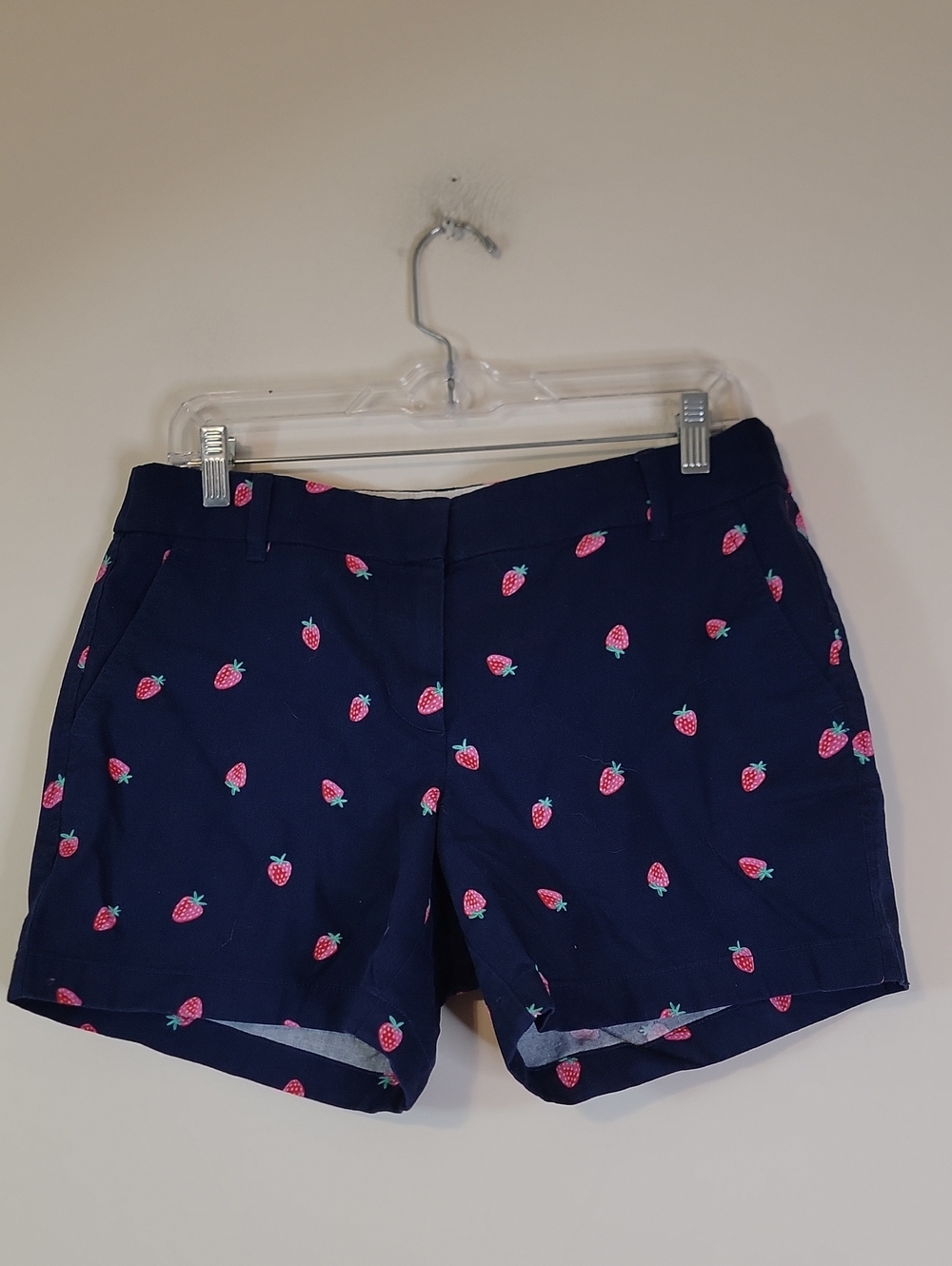 J. Crew Navy Shorts with Pink Strawberry Print
